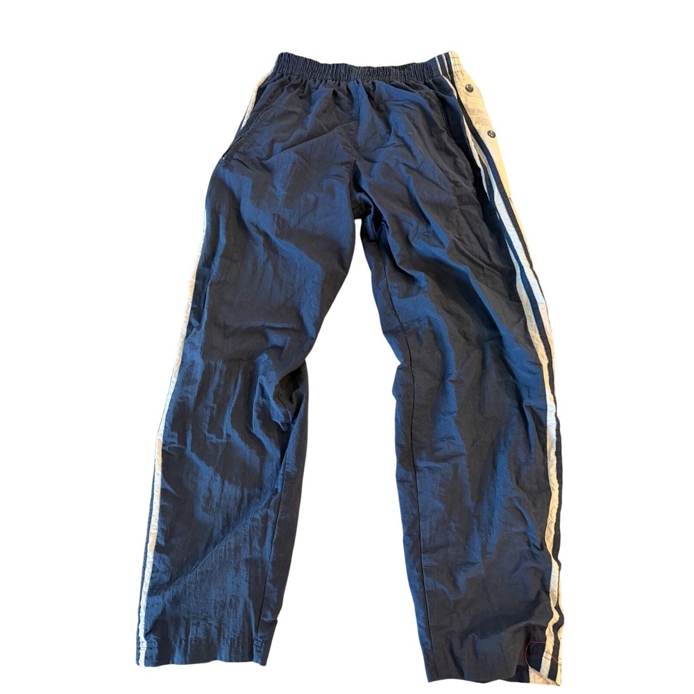 Instant Action Vintage Snap Side Track Pants Navy Blue Nylon Windbreaker Mens S